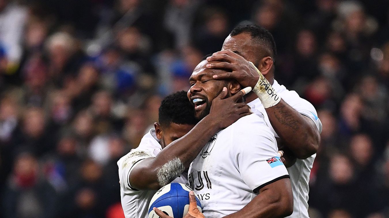 French rugby players kissing