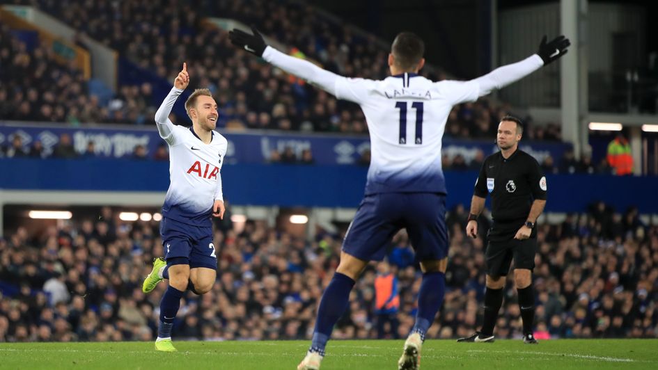 Christian Eriksen celebrates