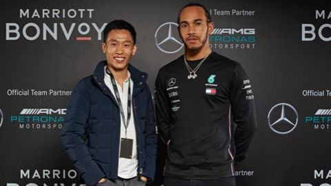 Vincent Ho and Lewis Hamilton