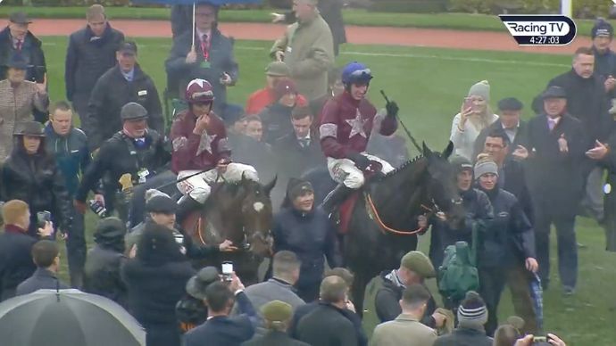 Scroll down to watch an incredible reception after Tiger Roll's final race