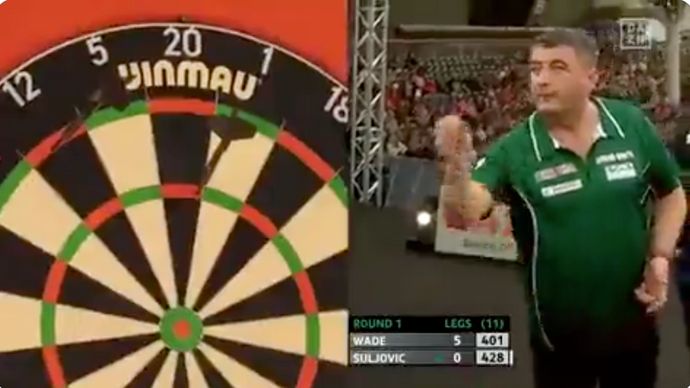 Mensur Suljovic opted for double 12 at the start of his second visit of the leg