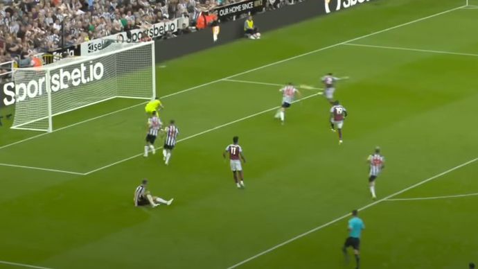 Matty Cash's missed effort against Newcastle