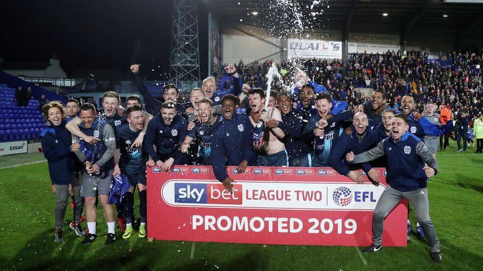 Bury celebrate promotion to Sky Bet League One