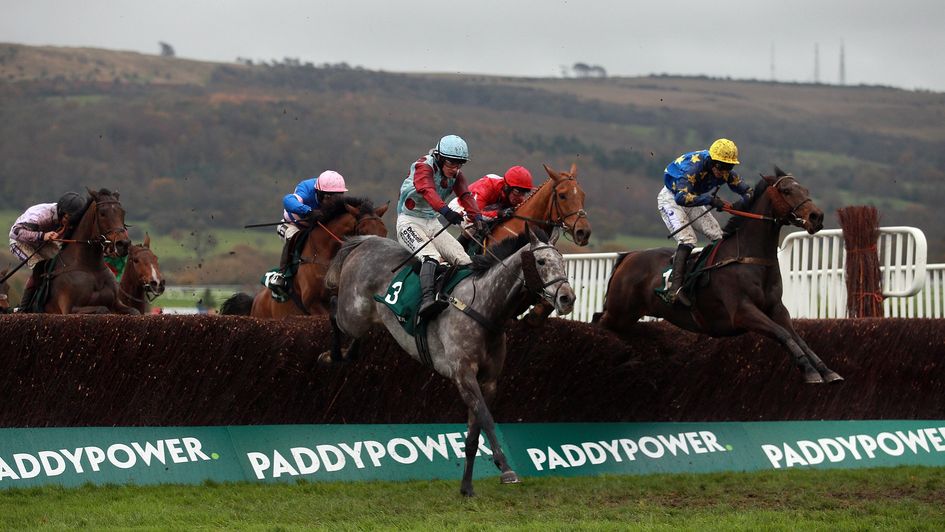 Annacotty (right) jumps the last on his way to victory in the Paddy Power Gold Cup