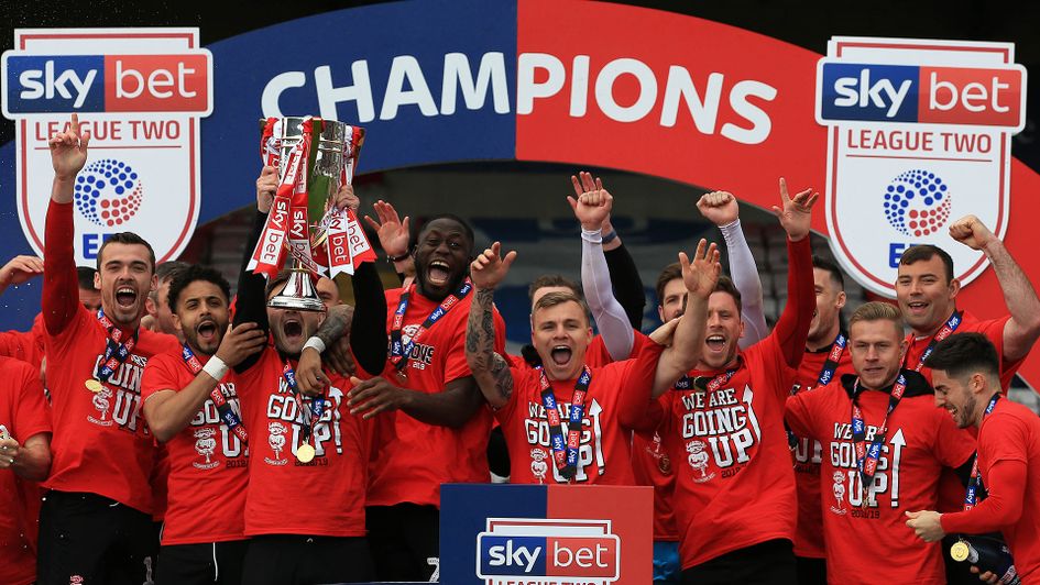 Lincoln City lift the Sky Bet League Two trophy