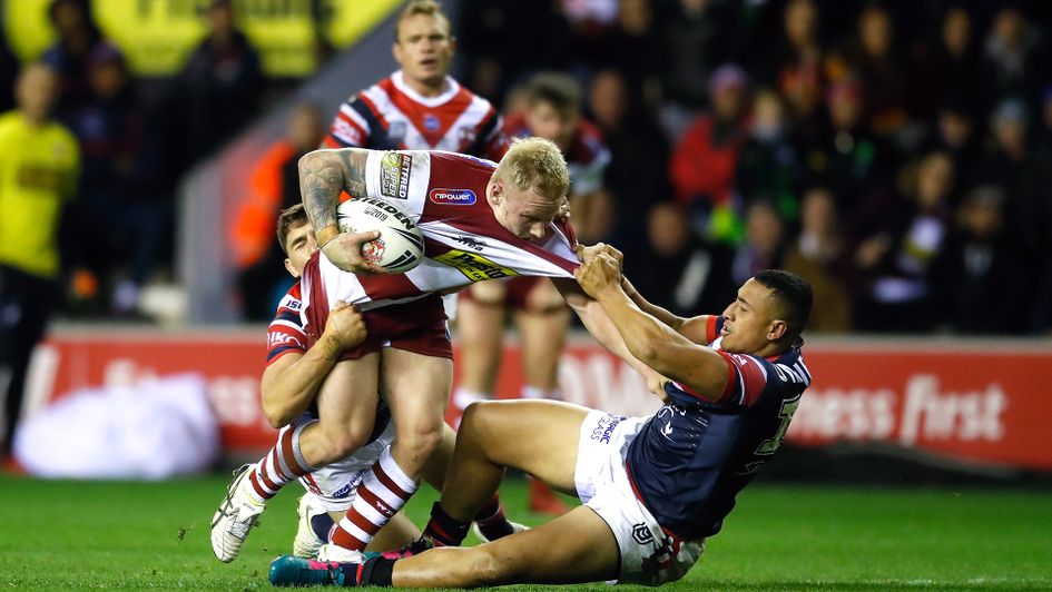 Wigan Warriors' Gabe Hamlin (left) in action in the World Club Challenge