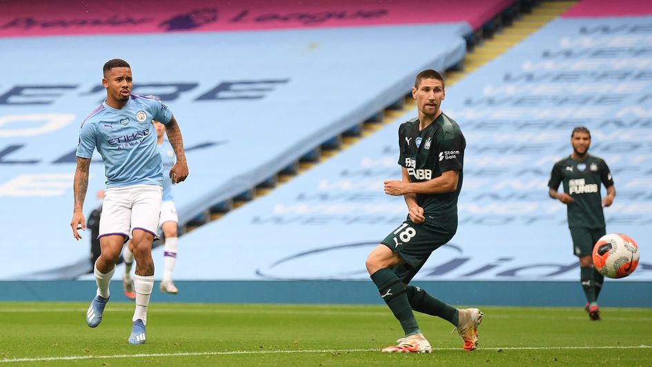 Gabriel Jesus scores against Newcastle