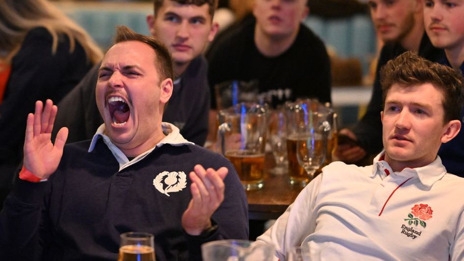 A Scotland fan celebrates