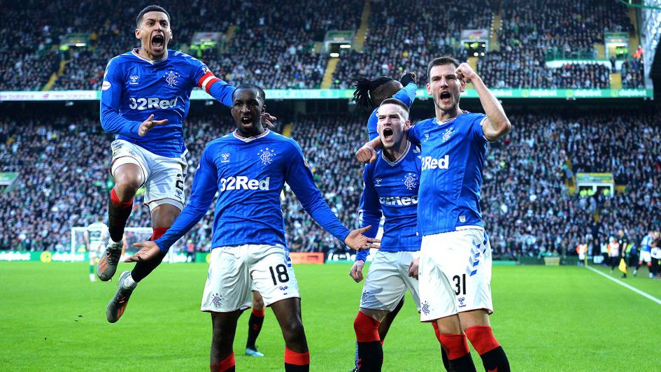 Rangers celebrate their Old Firm derby win at Celtic