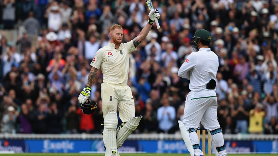 Ben Stokes celebrates his century