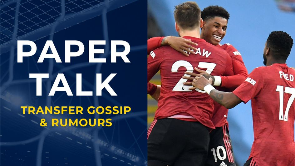 Paper Talk graphic - Manchester United players Marcus Rashford, Luke Shaw and Fred