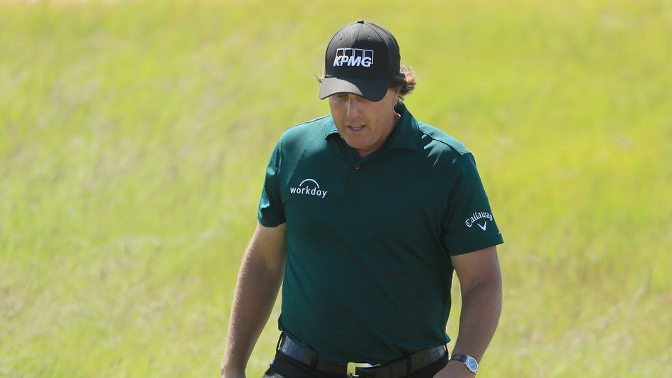 Phil Mickelson was penalised two shots for hitting a moving ball