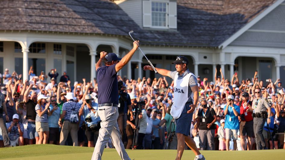 Phil Mickelson celebrates with his brother Tim after winning at Kiawah Island