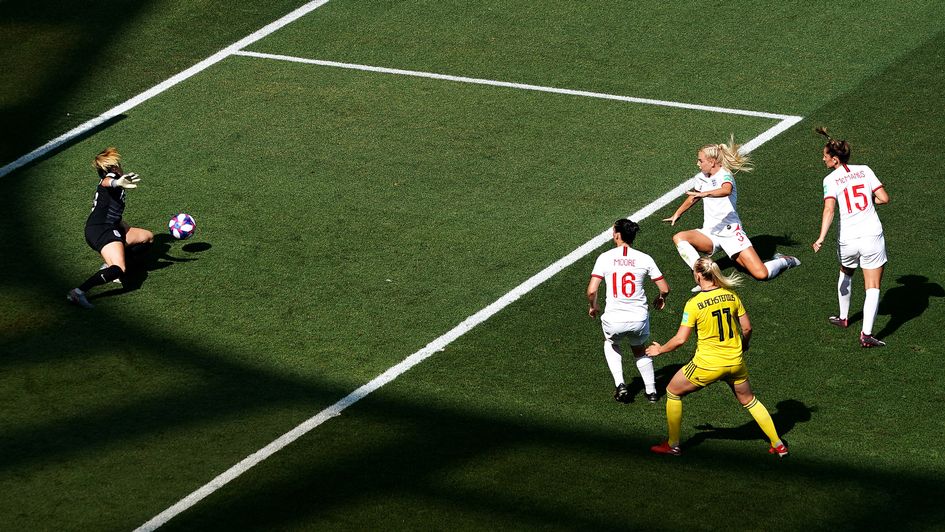 England concede Kosovare Asllani's goal for Sweden at the Women's World Cup