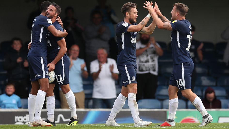 Southend celebrate a goal against Peterborough