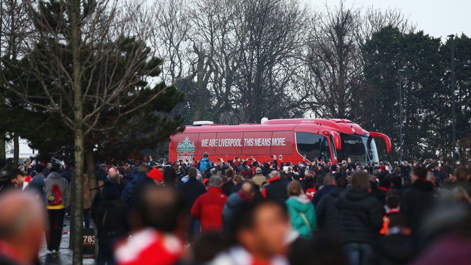 The Liverpool team bus arrives at Anfield ahead of their Boxing Day clash with Newcastle