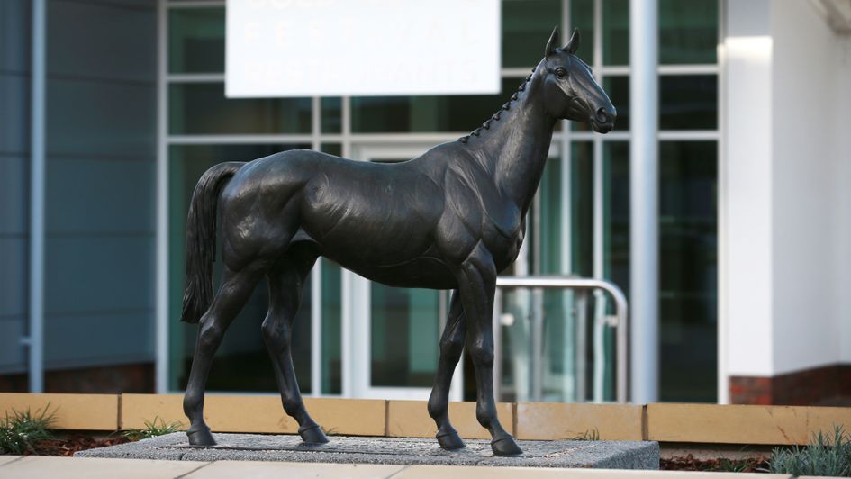 A genera view of the Arkle statue at Cheltenham