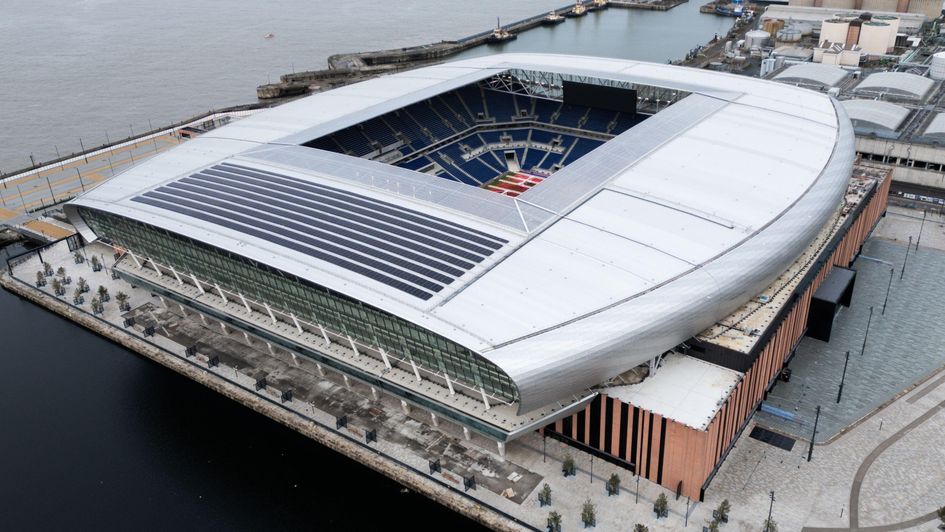 The newly constructed Everton Stadium at Bramley Moore Dock