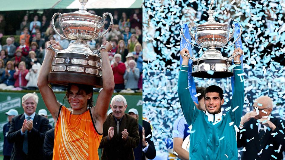 Nadal in 2005 and Alcaraz in 2022