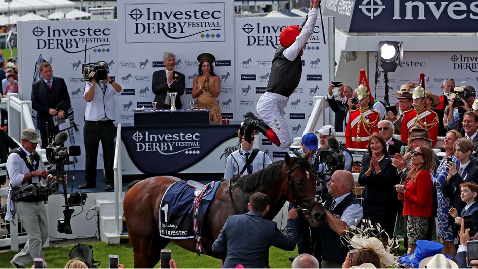 A flying dismount from Frankie Dettori after Cracksman's narrow win