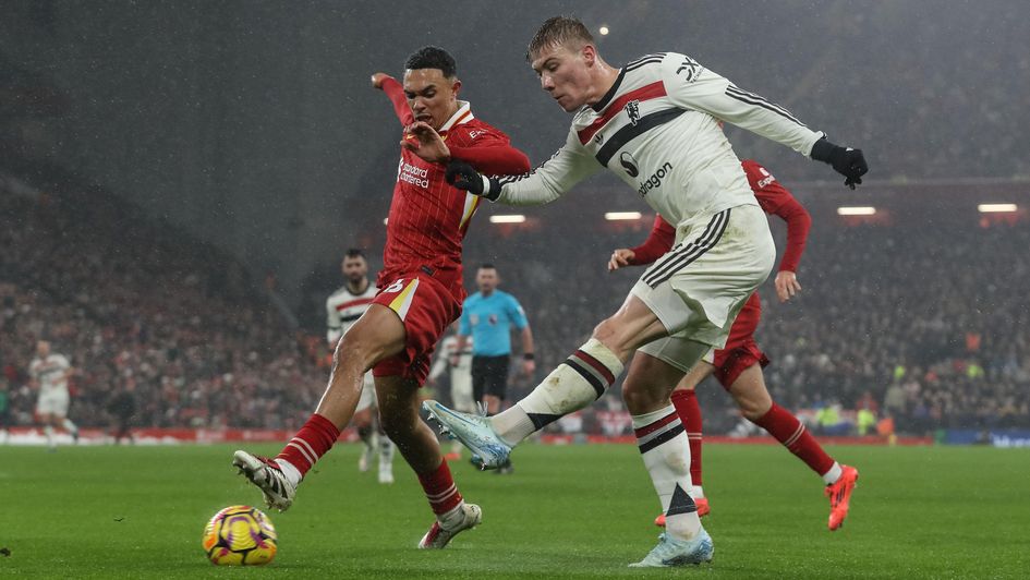 Trent Alexander-Arnold in action against Manchester United