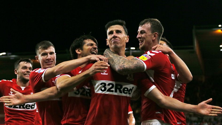 Daniel Ayala celebrates after scoring against West Brom