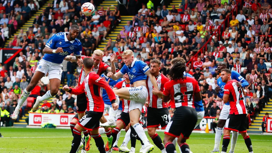 Beto has an effort against Sheffield United