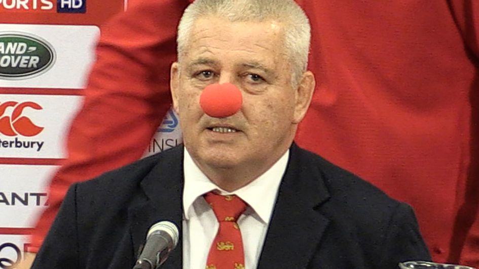 Warren Gatland sporting a red nose