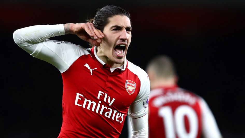 Hector Bellerin celebrates Arsenal's late equaliser