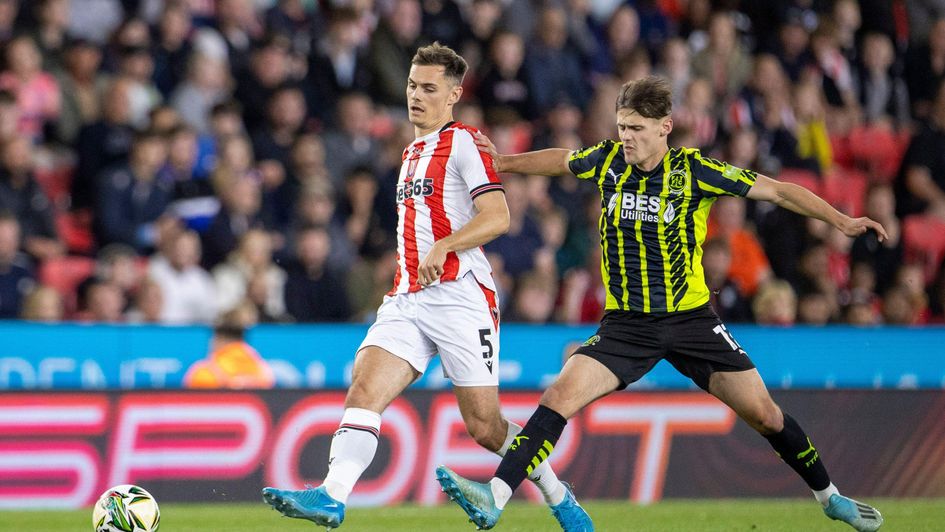 Mark Helm (right) tussling against Stoke