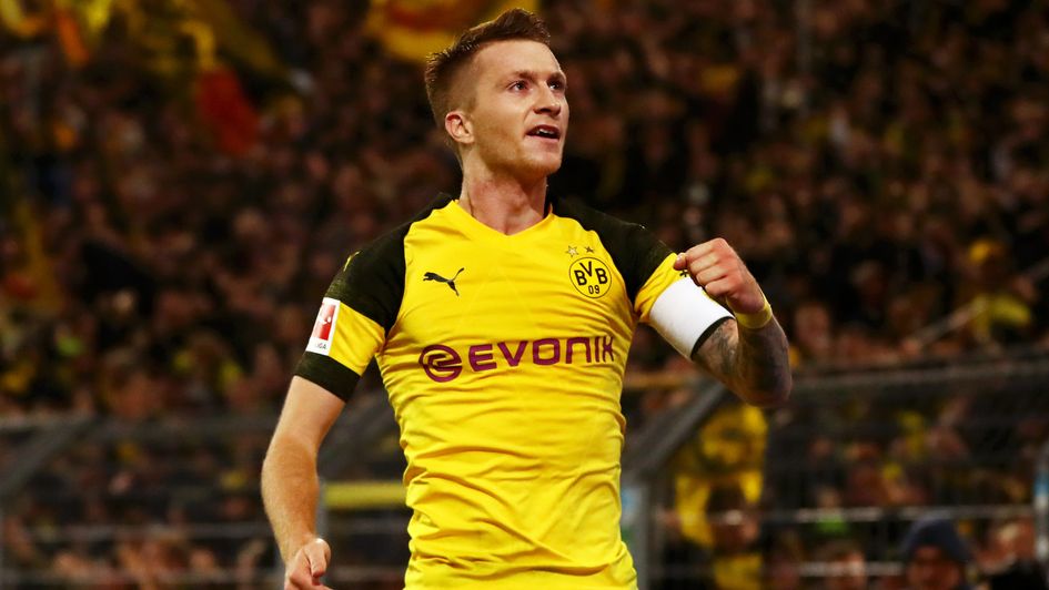 BVB's Marco Reus celebrates after scoring v Bayern Munich