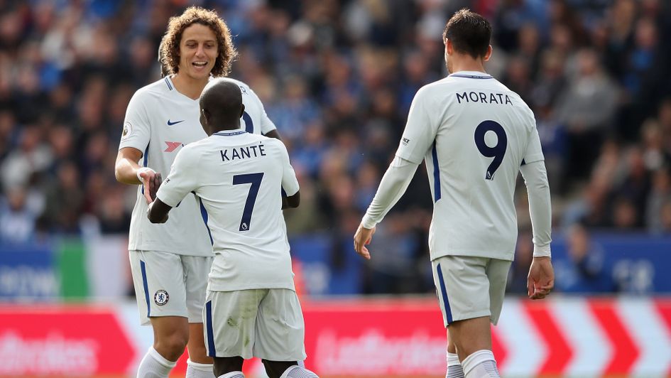 Ngolo Kante is congratulated after scoring