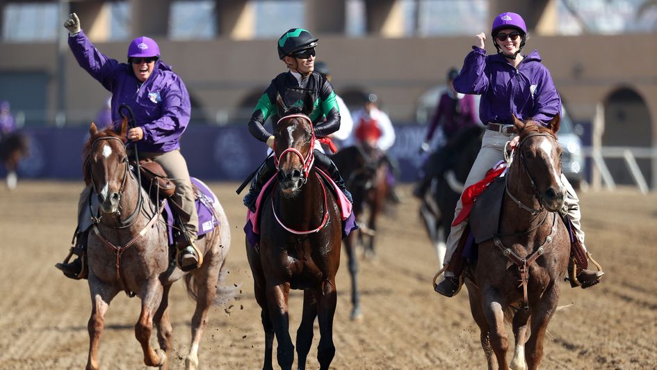 Loves Only You after winning the Filly & Mare Turf