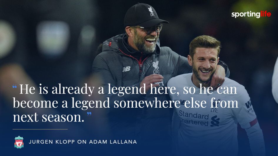 Jurgen Klopp praises Adam Lallana with Liverpool forward set to leave this summer