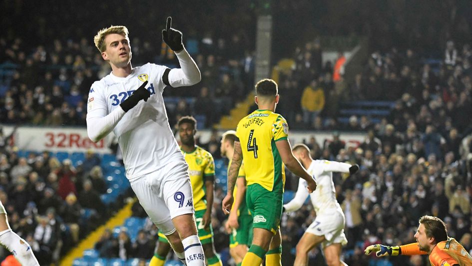 Patrick Bamford celebrates after scoring against Norwich