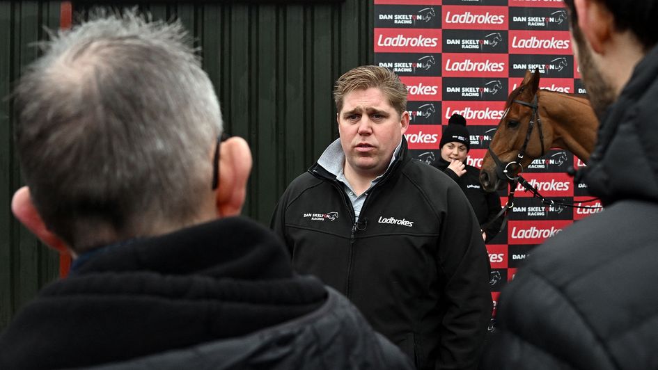 Dan Skelton addresses the media at his yard on Tuesday