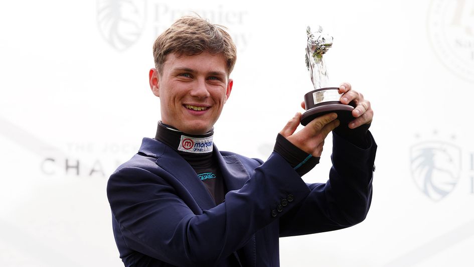 Freddie Gingell with the Champion Conditional Jockey trophy