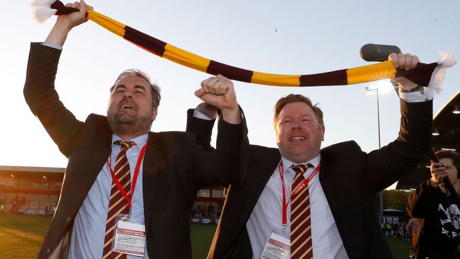 Edin Rahic (left) brought Bradford City with Stefan Rupp (right) in 2016