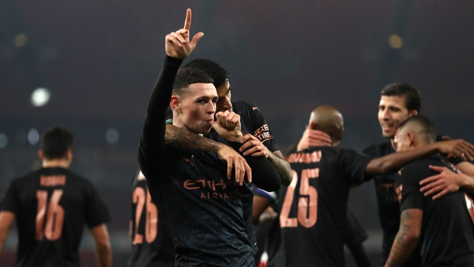 Phil Foden celebrates for Manchester City