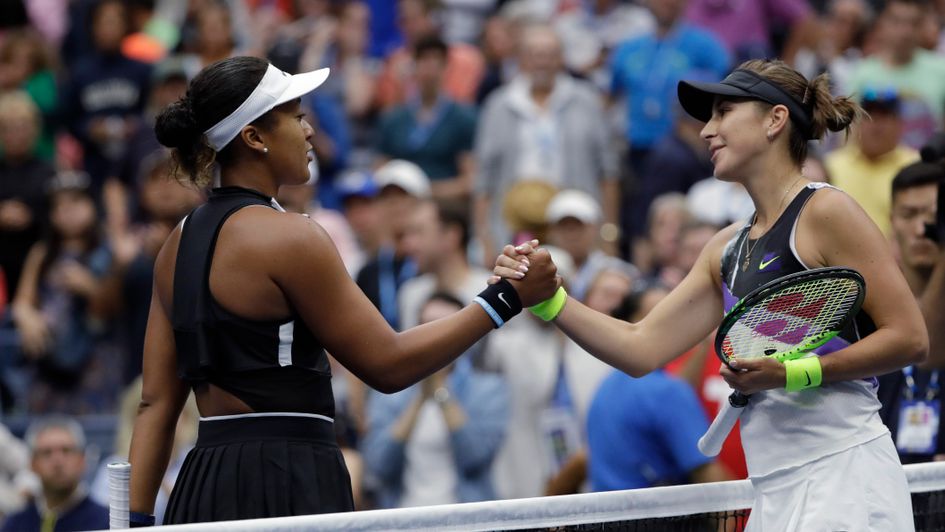 Bencic (right) got the better of Osaka in New York