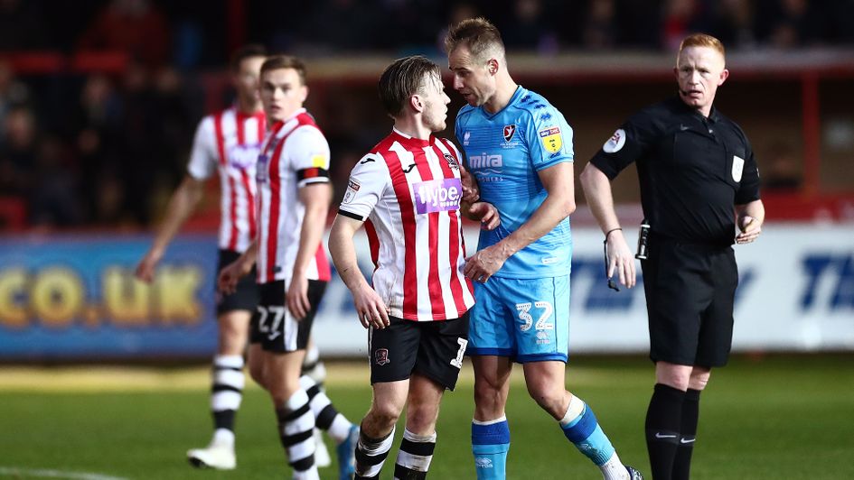 Matt Jay and Luke Varney exchange words