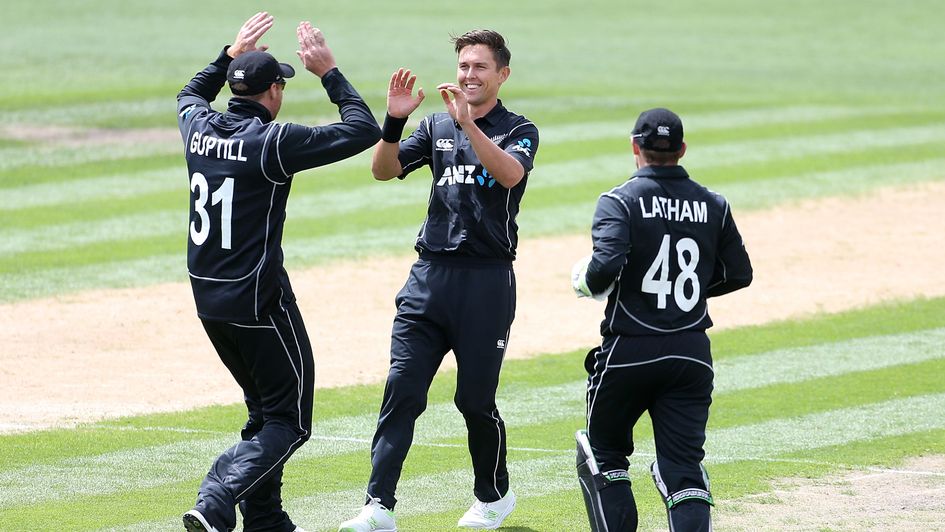 Trent Boult celebrates one of his five wickets