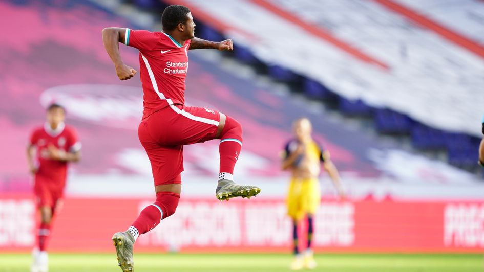 Rhian Brewster: Liverpool forward celebrates one of two goals in pre-season v RB Salzburg