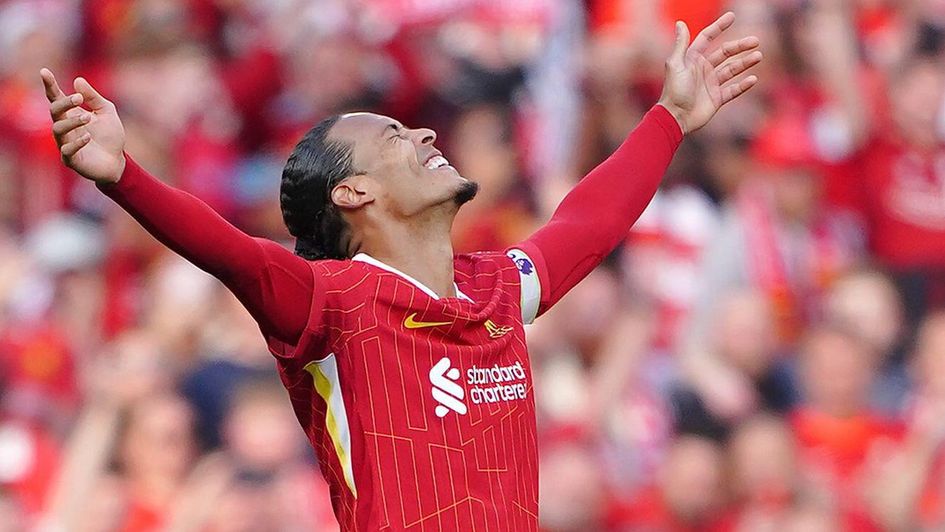 Liverpool's Virgil van Dijk celebrates victory