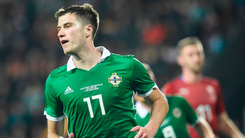 Paddy McNair celebrates a goal against the Czech Republic