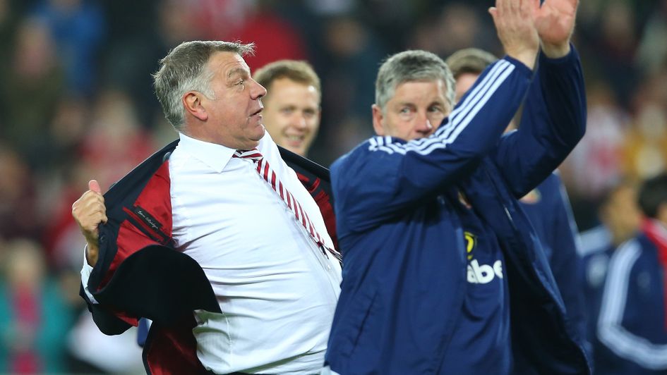 Sam Allardyce celebrates Sunderland's Premier League survival in 2016