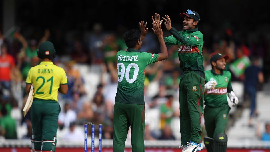 Bangladesh celebrate beating South Africa in the Cricket World Cup