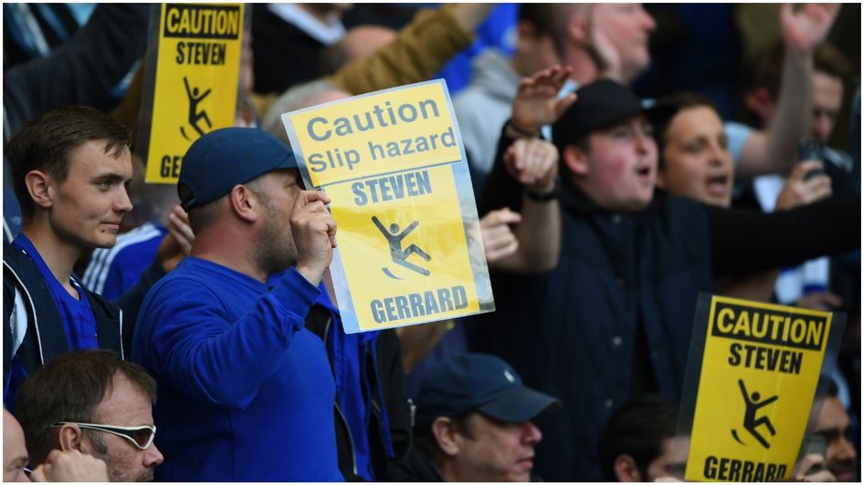 Chelsea fans mock Steven Gerrard after his slip against them in 2014