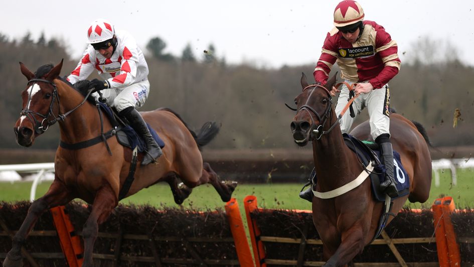 Harry Skelton riding Ballygrifincottage (left) to victory at Lingfield