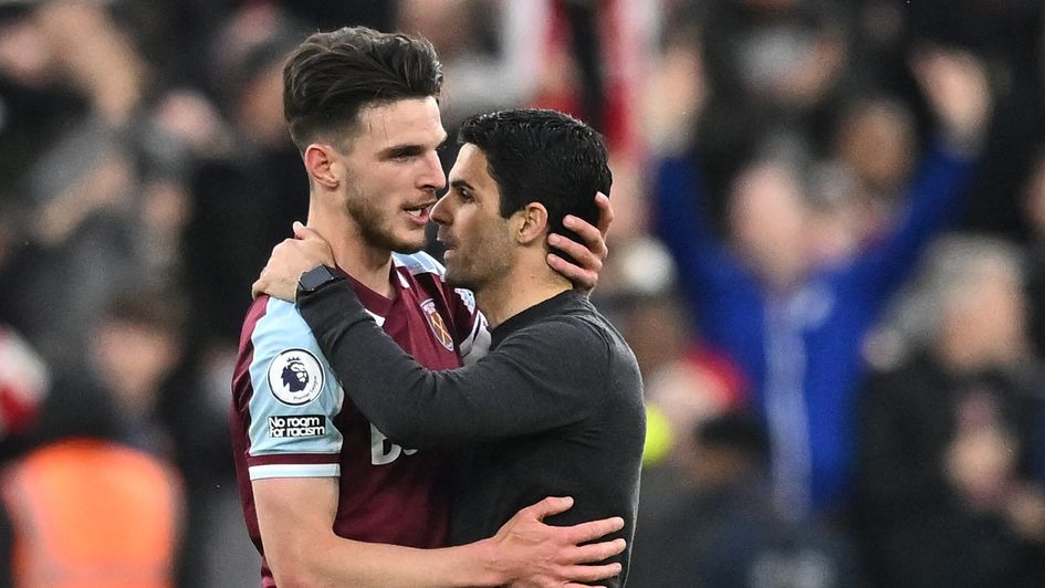 Declan Rice and Mikel Arteta